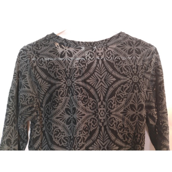 Ariat Womens Small S Sexy Black Velvet Sheer Dressy Tunic High Low Top Shirt - Picture 8 of 10